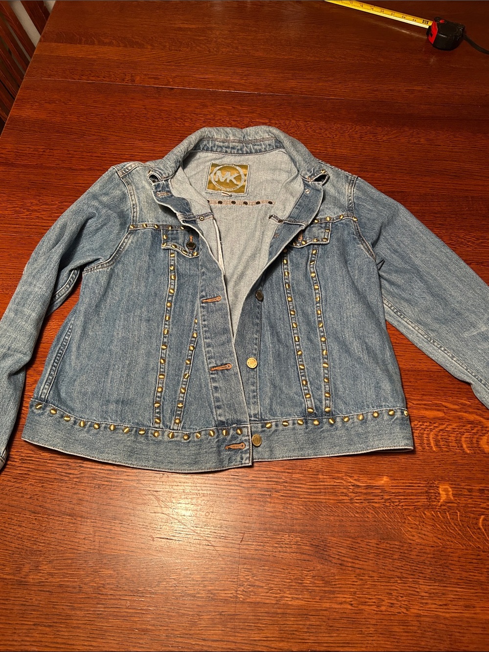 Michael Kors Light Blue Studded Denim Jean Jacket